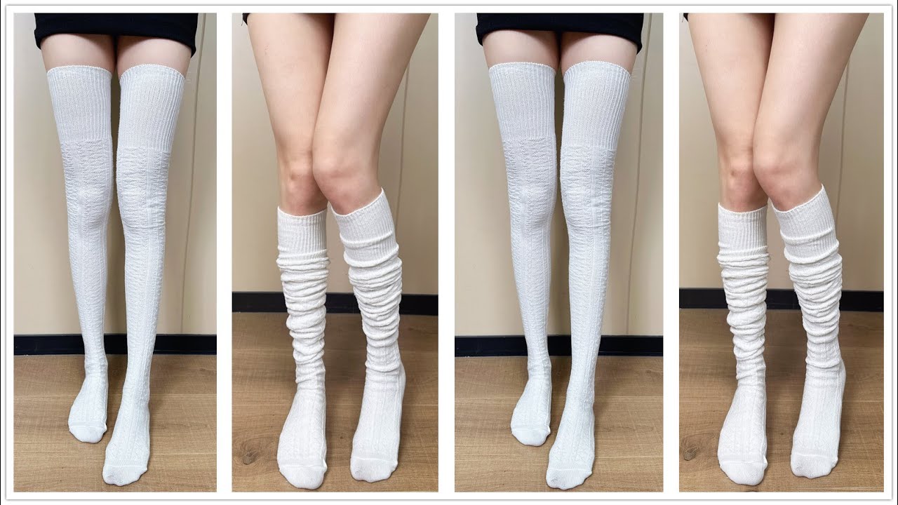 GREAT WHITE KNIT COTTON THIGH HIGH SOCKS#stockings #hosiery #highsocks