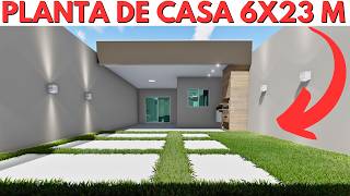 PLANTA DE CASA 6X23 METROS COM 2 QUARTOS!