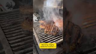 Steaks are on fire meat steak cooking