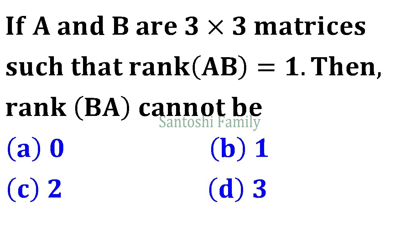 rank(AB)=1 then rank(BA) Linear Algebra rank nullity theorem iit jam 2006  mathematics solution