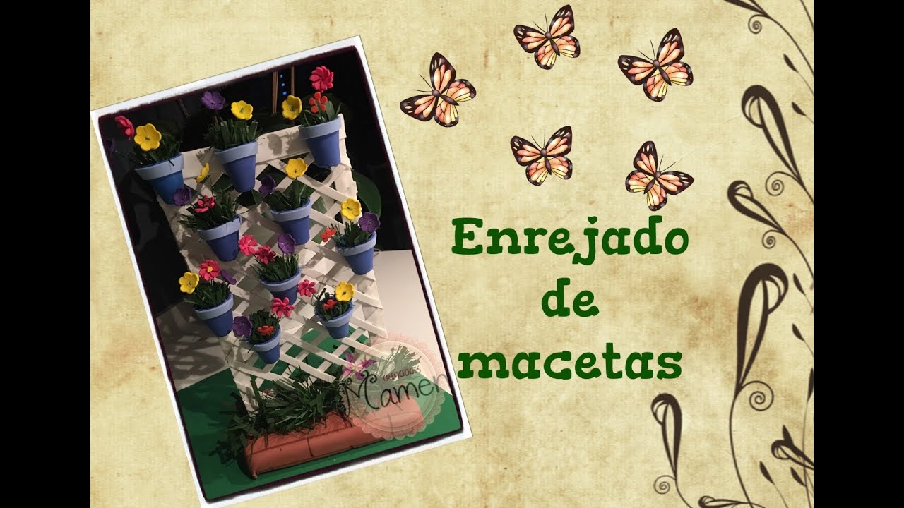🌷Enrejado de macetas hecho con gomaeva . Creaciones Mamen 💟🌷💟