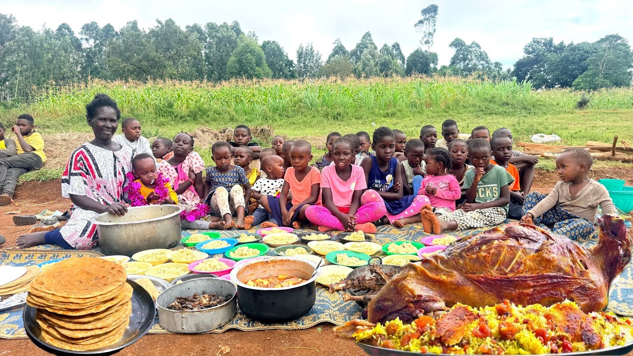 Village Christmas Celebration 🎄🔥 | African Mum Cooks a Whole Goat & Feeds the Entire Village