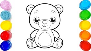 Cute Bear 🐻 Easy and Simple Drawing, painting and coloring for Preschool kids and toddlers