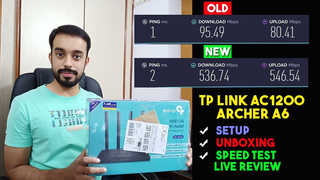 TP Link Router Setup | TP Link ac1200 Archer a6 Unboxing and Speed Test ...