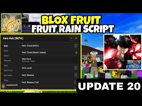 Blox Fruit Script Update 20 No Key AUTO FARM & FRUIT RAIN ! SARA HUB | RAID | TP | MOBILE/PC