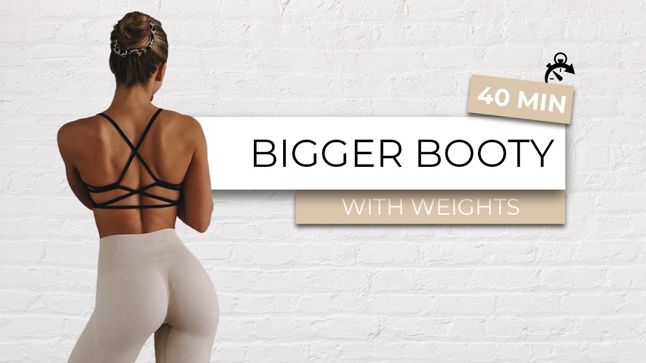 40 MIN BIGGER BOOTY WORKOUT   with weights   training for a bubble butt   booty growth