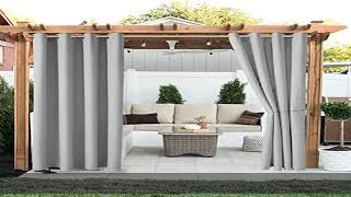 LORDTEX Linen Look Indoor/Outdoor Curtains, 52 x 84 Inch, Light Grey – Waterproof, Privacy, Sun Blo