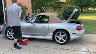 Nate’s Miata Goes Low! Coilover Install on Nb Miata! How To Install Raceland Mazda Miata Mx 5 Coilovers