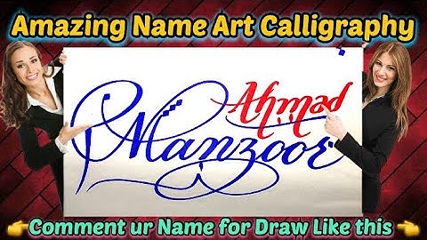 Manzoor Ahmad Name Signature Calligraphy Status | How to Draw, Cursive Calligraphy with Cut Marker