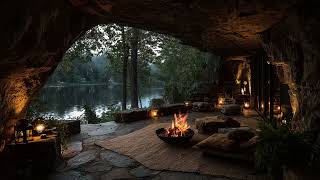Stormy Rain, Thunder and Fireplace Ambience to Sleep Fast - Dark Storm Night | Peaceful Rain Echo