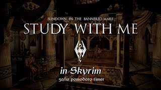 Study with Me in Skyrim | The Bannered Mare | 50/10 Pomodoro Timer [3hr] [4K]