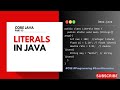 Literals in Java | Core Java | Telugu Explained