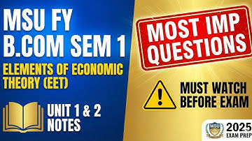 Elements of Economic Theory (EET) Unit 1 and 2 Notes | MSU Sem 1 External Exam Most IMP #msuniversit