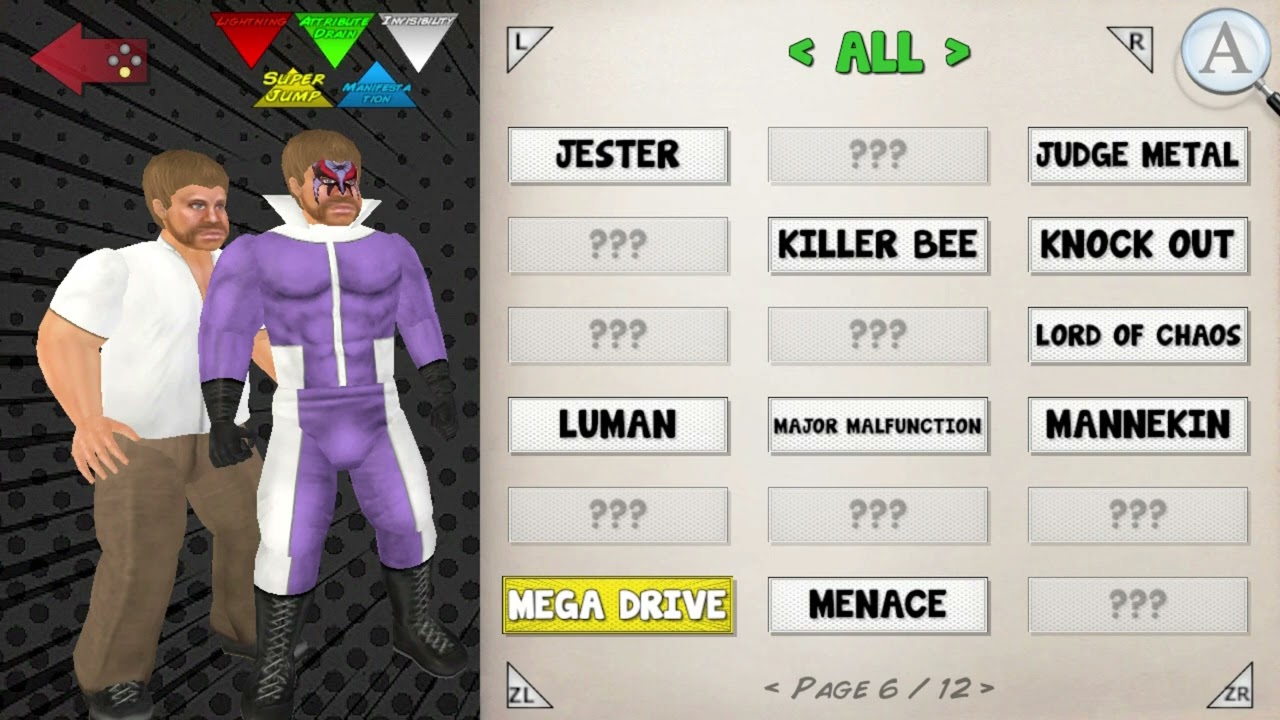 151 Default Characters I Unlocked power are in triangles in corners MDicke Infinite Lives