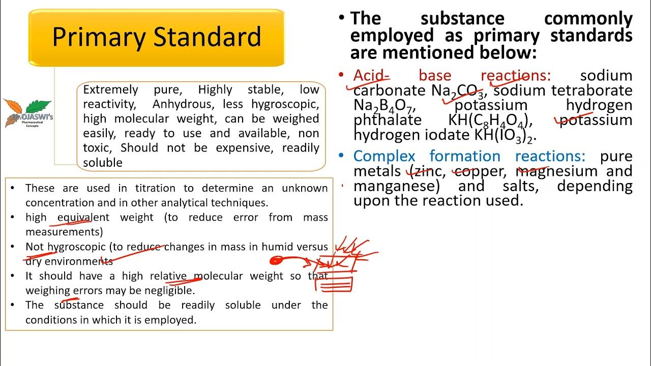 Primary standards and Secondary standards in Pharmaceutical Volumetric