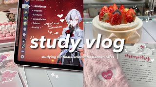 4am study vlog 📓🍓life of a graduating STEM student, finals, muji cafe, playing genshin ft. XPPen