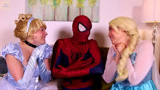 Spiderman & Frozen Elsa PRANK Maleficent & Pink Spidergirl! w  Joker, Poison Ivy, Hulk