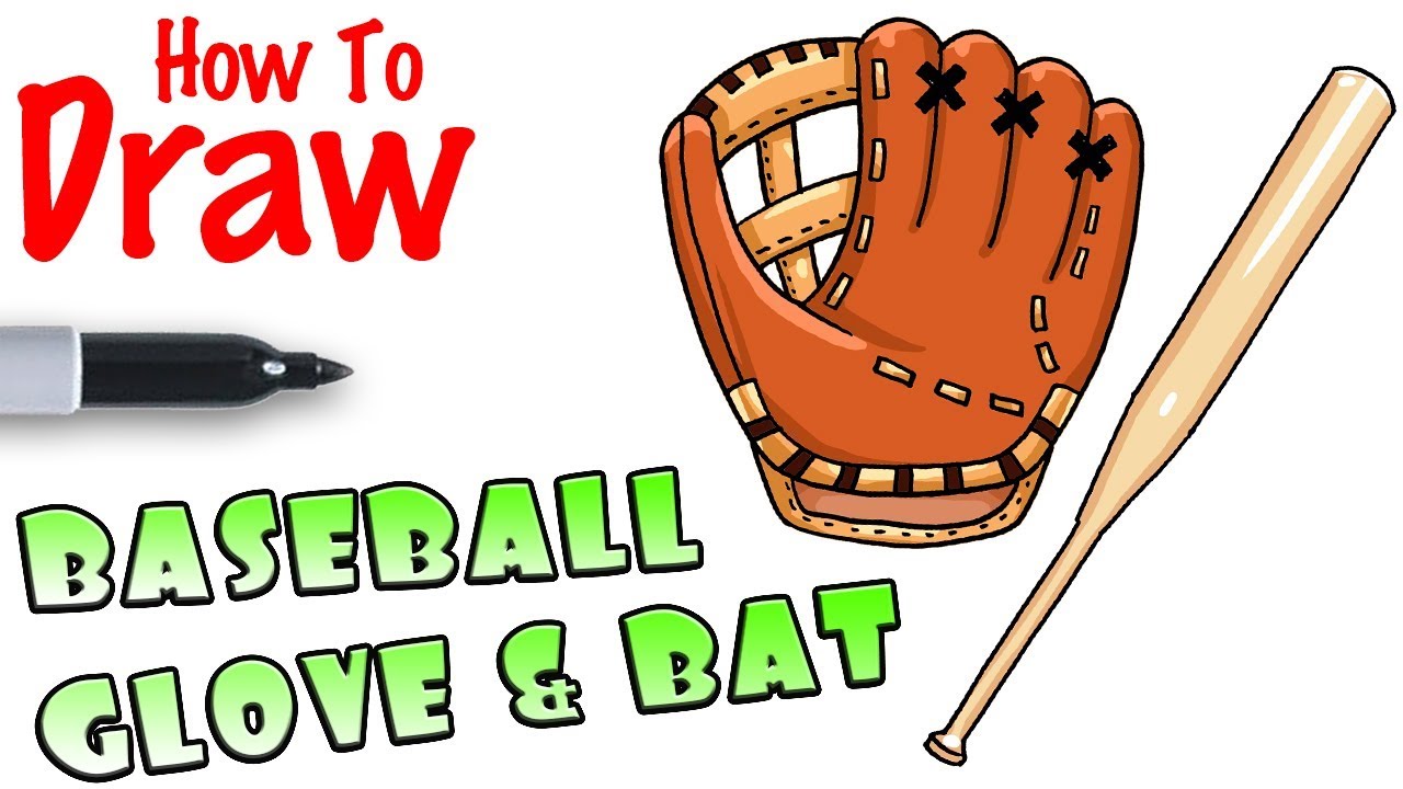 How to Draw Baseball Glove and Bat 