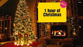 1 hours of Christmas Songs with Christmas Fireplace 2020🎄Best  Relaxing Christmas Music XMAS