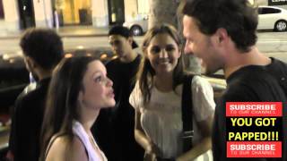 Rachel Bilson greets fans while walking on Hollywood Blvd