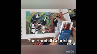 Amazing Contemporary artwork of Hornbill Courtship in Soft Pastels screenshot 5