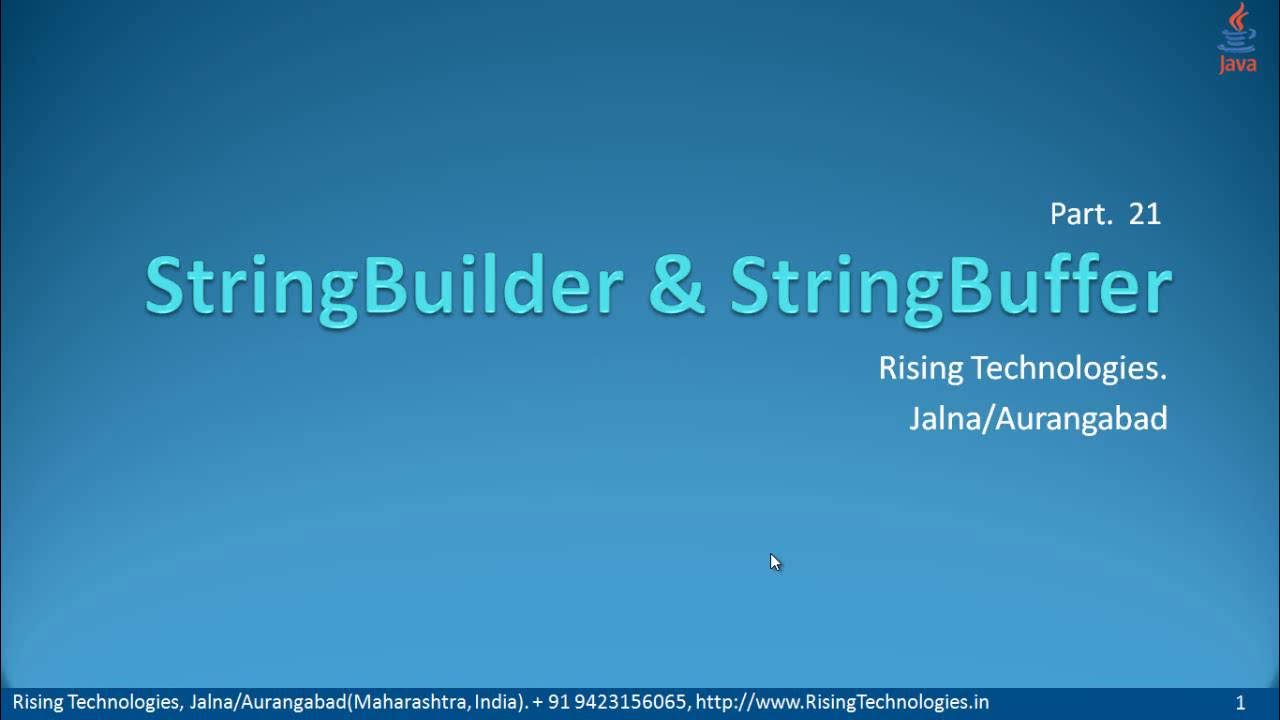 21 StringBuilder and StringBuffer Class - YouTube