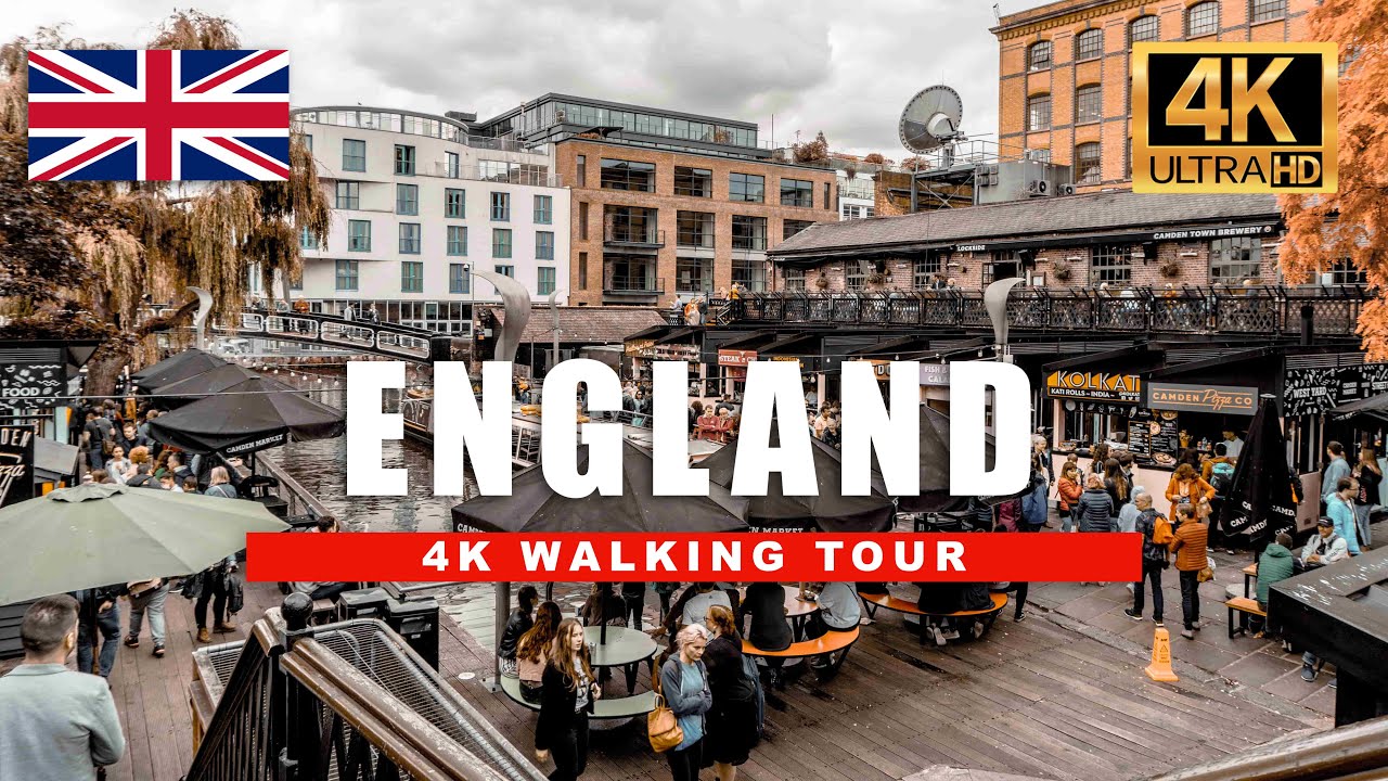 London, Verenigd Koninkrijk | Markt Camden | Wandeling door het Stadscentrum 4K
