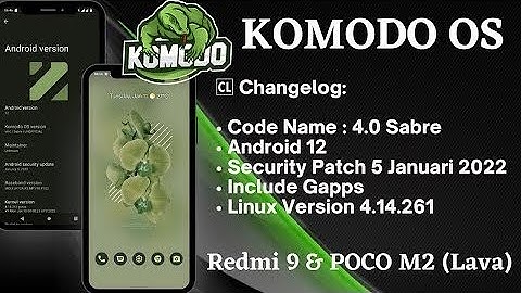 Review Custom Rom KOMODO 4.0 SABRE OFFICIAL | ANDROID 12 | Redmi 9 | 9 Prime | Poco M2