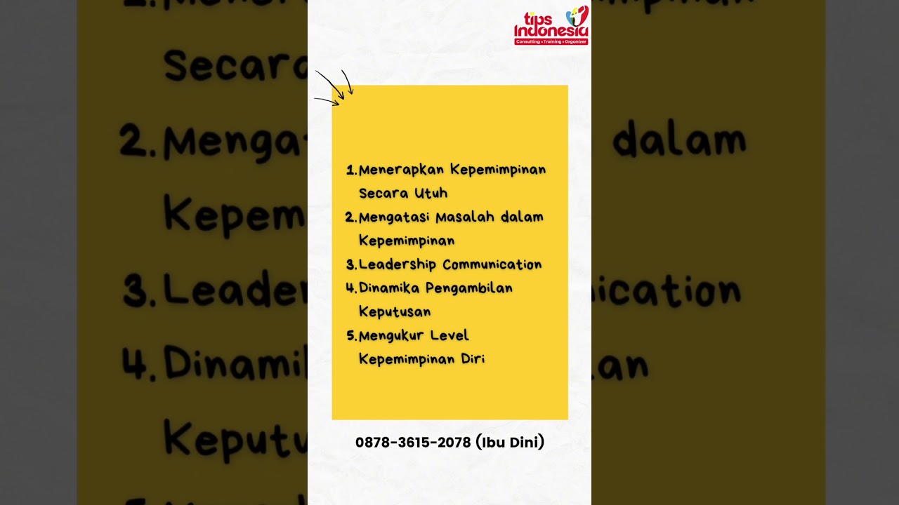 BEBERAPA MATERI DALAM TRAINING LEADERSHIP | TIPS INDONESIA | 0858-4027-8033