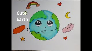 Vẽ Trái Đất Dễ Thương Đơn Giản Nhất | How To Draw Cute Earth #Earth -  Youtube