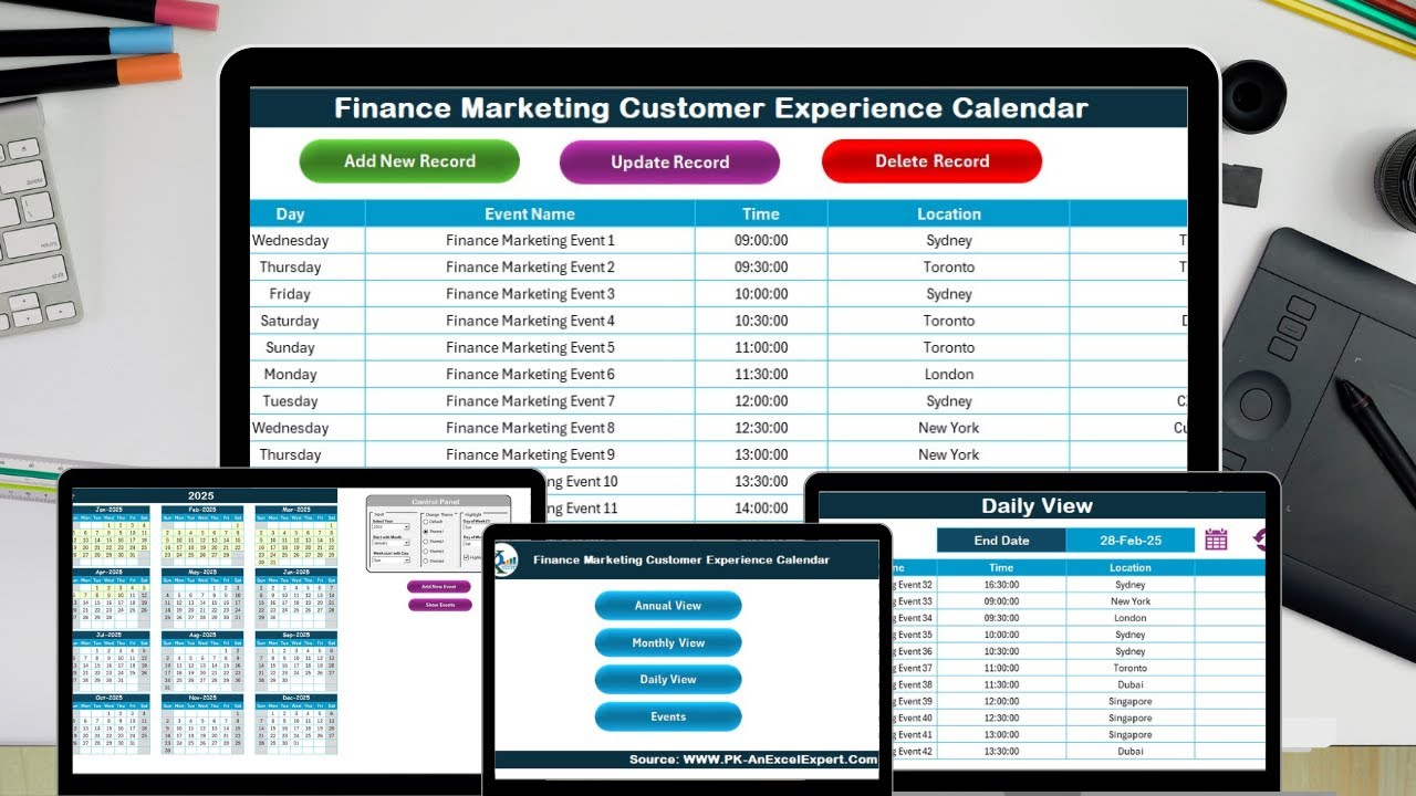 Finance Marketing Customer Experience Calendar in Excel