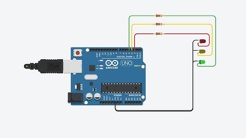 Traffic Light circuit using Arduino UNO board in Tinkercad