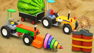 Diy tractor mini Bulldozer to making concrete road | Construction Vehicles, Road Roller #13