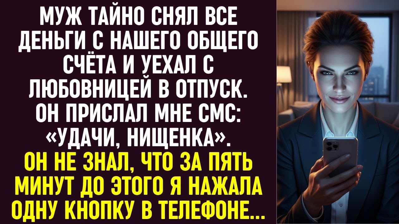 Муж уехал с любовницей, написав «Удачи, нищенка». Но он не знал, что я нажала одну кнопку в телефоне