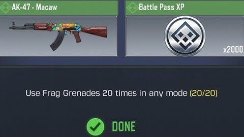 Call Of Duty Mobile Use Frag Grenades 20 times in any mode Task Complete