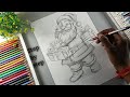 Christmas Day Drawing,  Santa Claus Drawing,  Outline Tutorial 😍