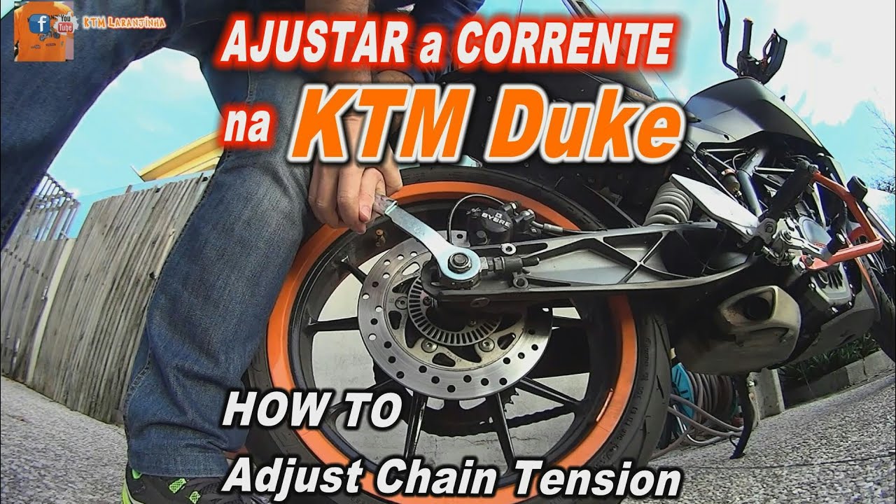Como Ajustar a Corrente KTM Duke 125 200 390 KTM Duke How to Adjust Chain Tension KTM
