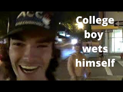 College boy pees his pants