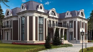 Проект большого двухэтажного дома в смешанных стилях Проект большого двухэтажного дома в смешанных стилях