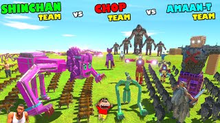 SHINCHAN UPGRADED TEAM vs CHOP TEAM vs AMAAN TEAM in Animal Revolt Battle Simulator | Dinosaur Game