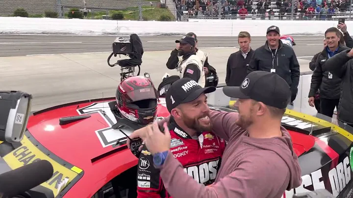 Ross Chastain climbs from car, Gets Hug From Justin Marks After Advancing to the Championship4