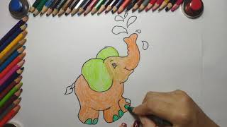 Adorable elephant, elephant painting and coloring - animal coloring