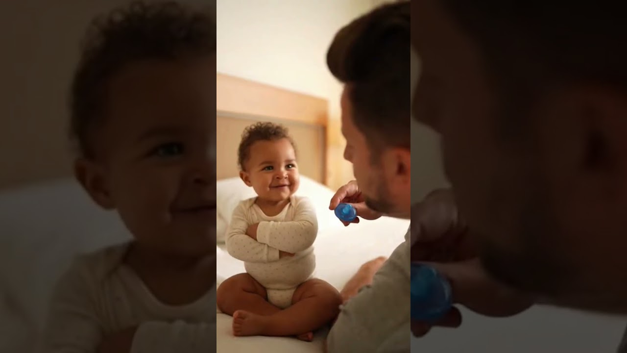 When Dad snores too loud… baby takes action ✌️😉 