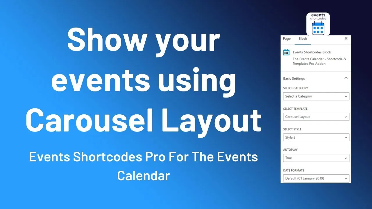 Carousel Layout || Events Shortcodes Pro For The Events Calendar - YouTube