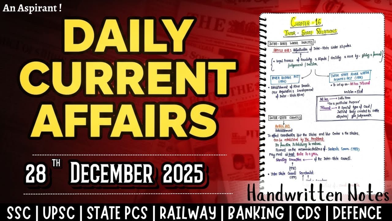 28th December 2025 || Daily current affairs || Handwritten notes || An Aspirant !