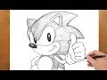 How to Draw Classic Sonic with Pencil Step by Step (Easy!) ✍️