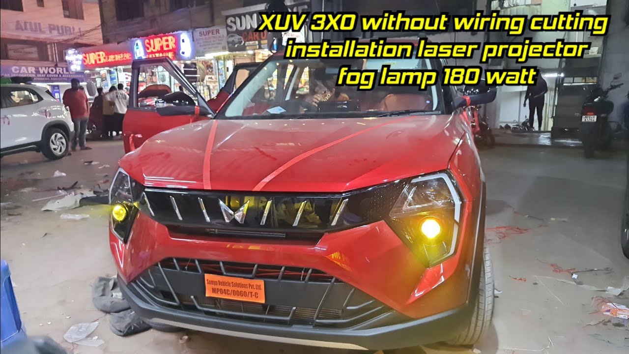 Mahindra XUV 3XO without wiring cutting install laser projector fog lamp 180 watt