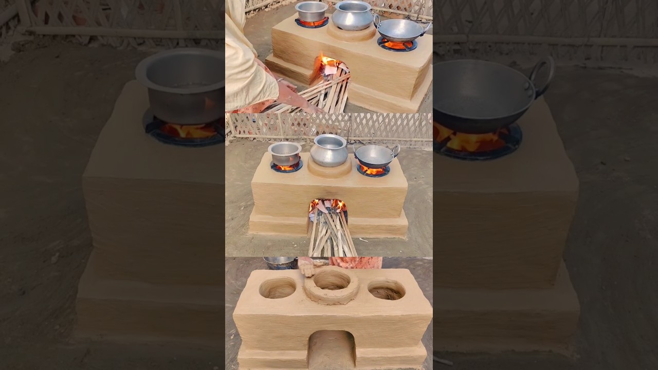 Primitive Technology Multiple Wood Stoves: Clay and Bricks Build 🌿🔥Eco-Friendly & Powerful  