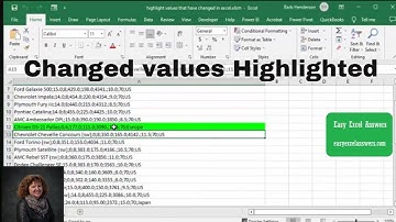 Highlight values that have changed in Excel