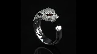 Panther Ring - black background rendering - ring - animation